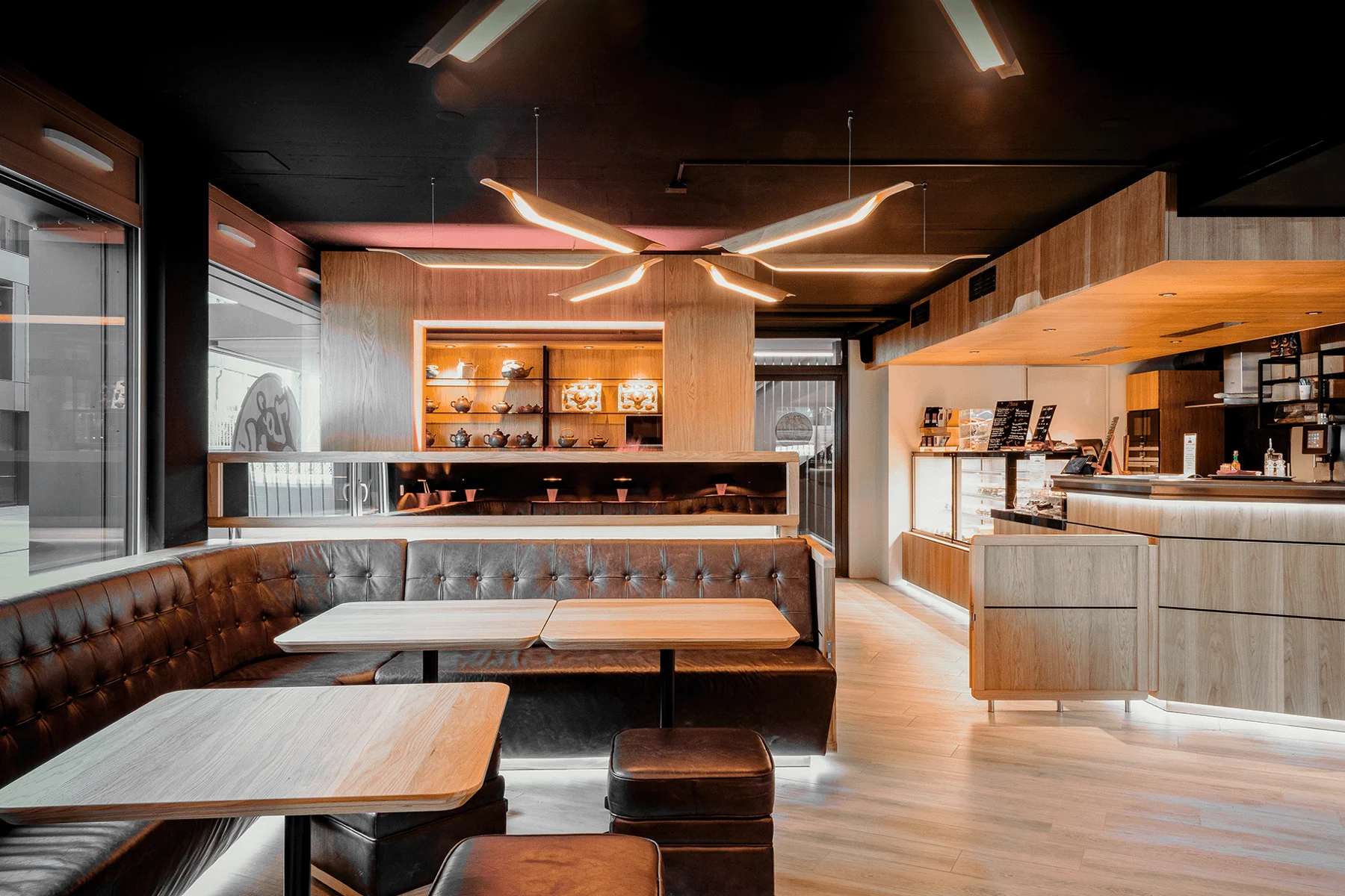 Les banquettes du café